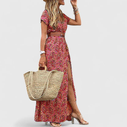 Robe Bohème Décontractée pour Femme avec Décolleté en V