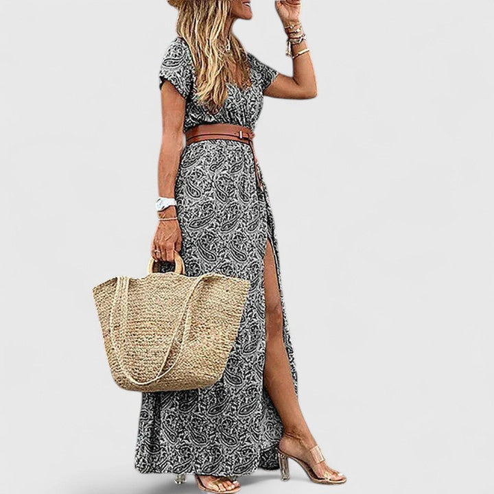 Robe Bohème Décontractée pour Femme avec Décolleté en V
