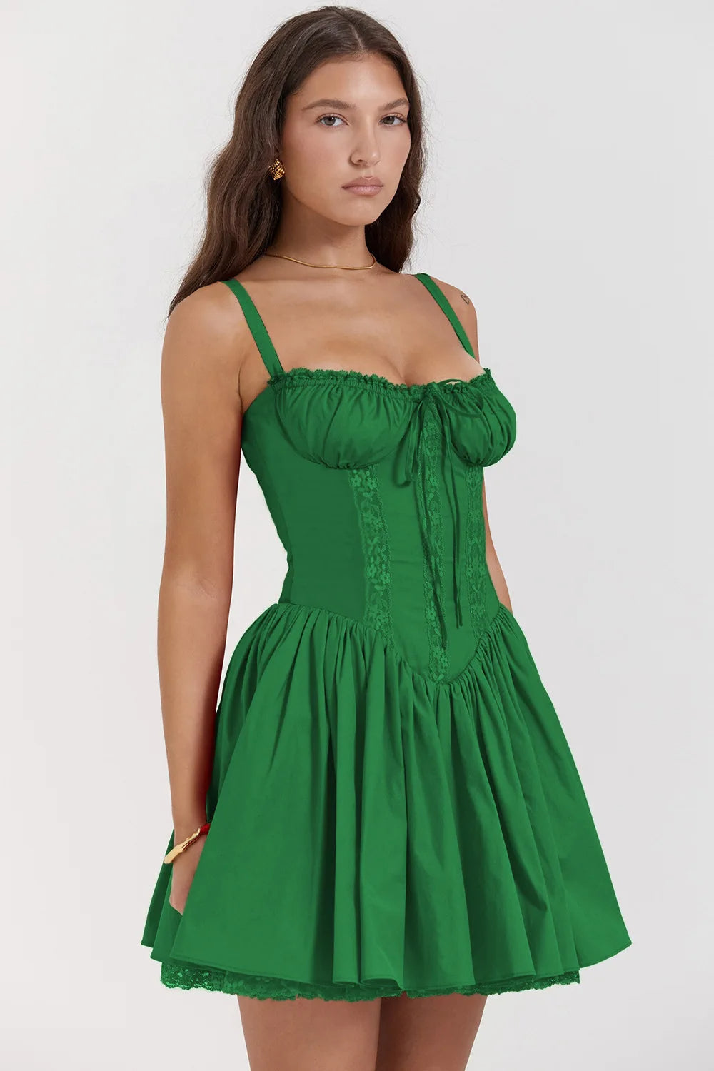 Robe Femme Élégante Corsetée avec Jupe Circulaire