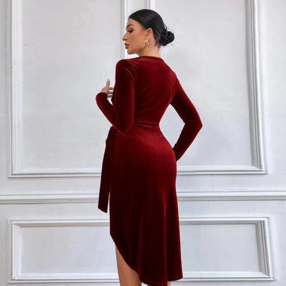 ÉléganceFemme™ – Robe Midi Femme Décolleté en V Élégante et Confortable-4