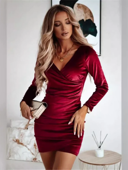 ÉléganceChic™ – Robe Femme À Col V Flatteuse Élégante Pour Soirées-5