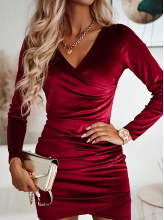 Robe Soirée Élégante pour Femme avec Col V - PanierRoyale