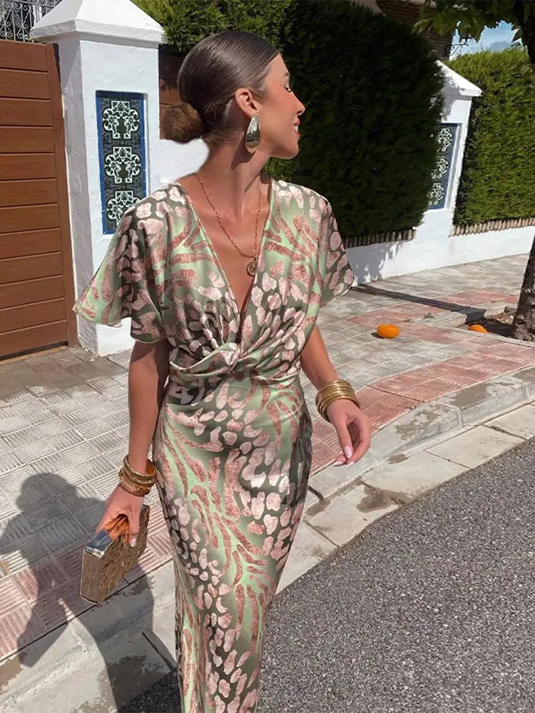ÉléganceFemme™ – Robe Longue Femme Décolleté en V Confort & Élégance-2