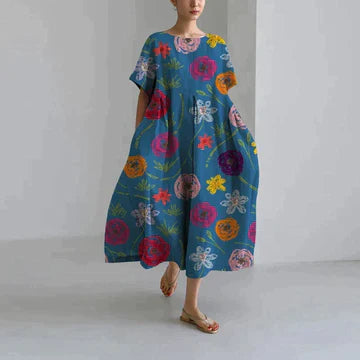 Robe Florale Élégante pour Femme - Confort et Décontraction