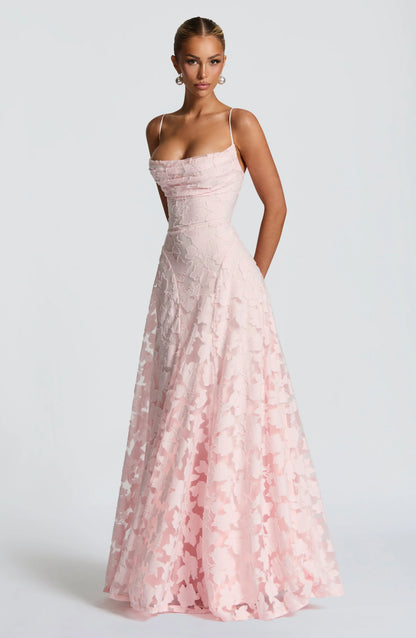 Robe longue Femme Mousseline Fines Bretelles Imprimé Floral