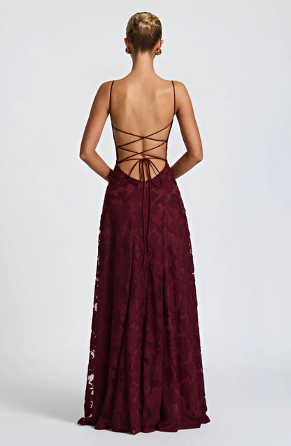 Robe longue Femme Mousseline Fines Bretelles Imprimé Floral