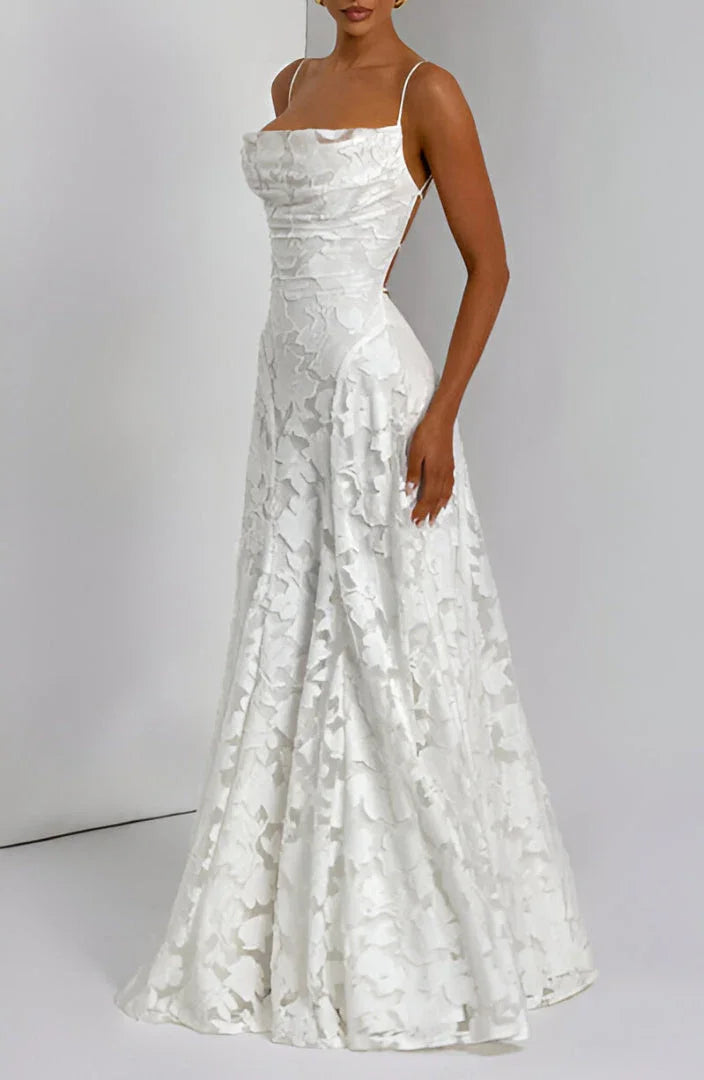 Robe longue Femme Mousseline Fines Bretelles Imprimé Floral