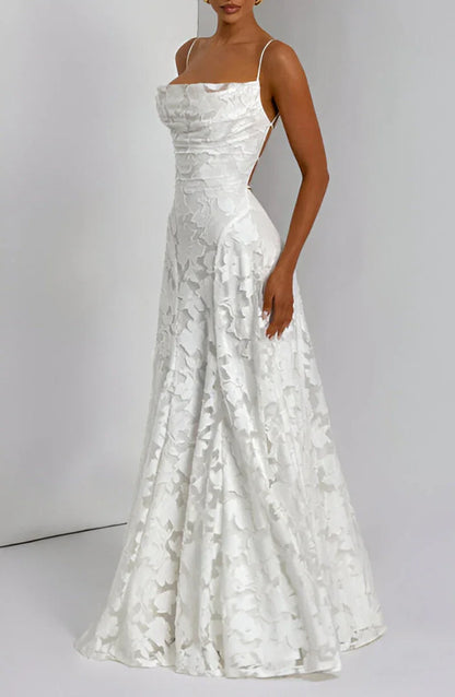 Robe longue Femme Mousseline Fines Bretelles Imprimé Floral