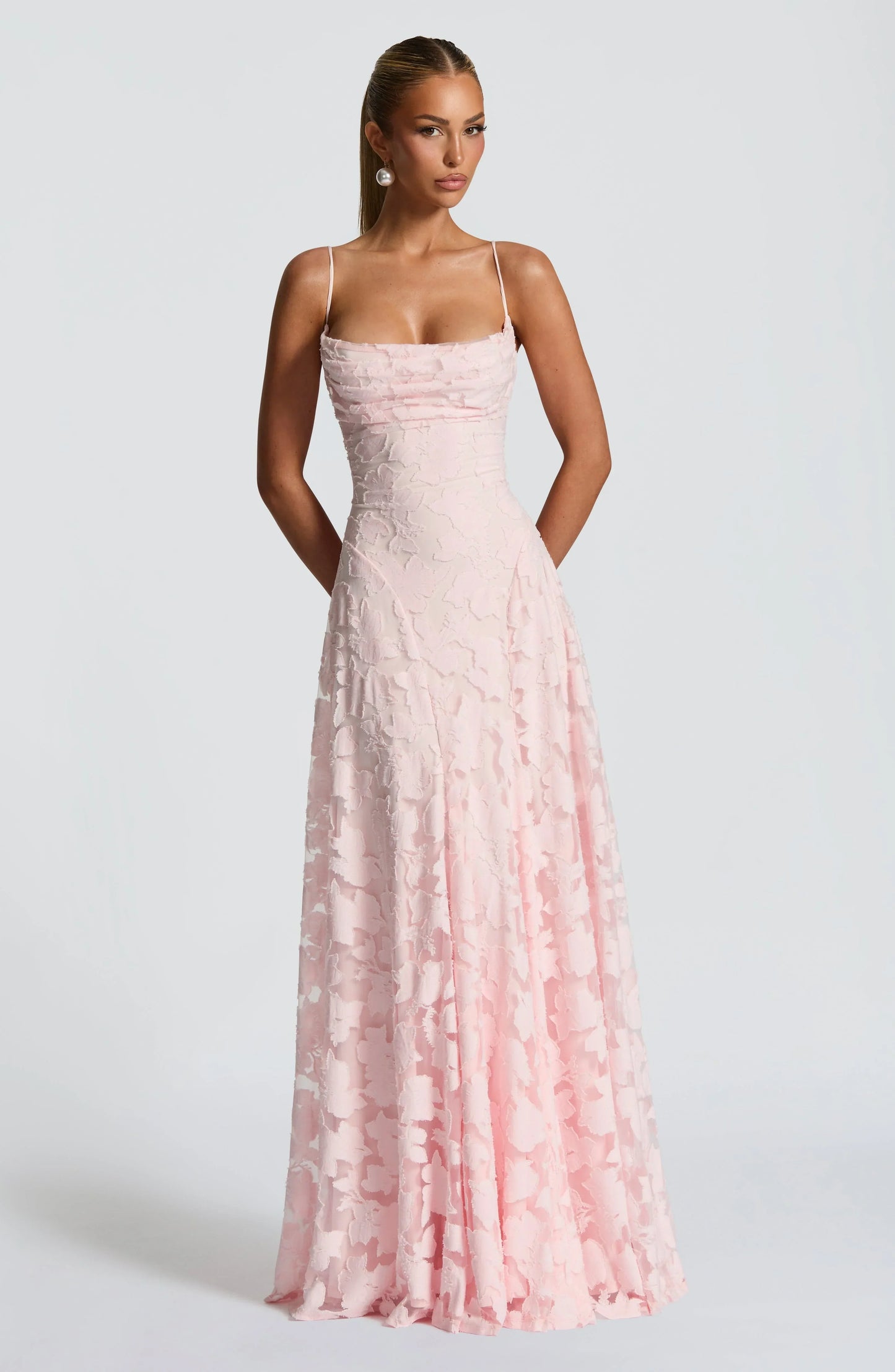 Robe longue Femme Mousseline Fines Bretelles Imprimé Floral - PanierRoyale