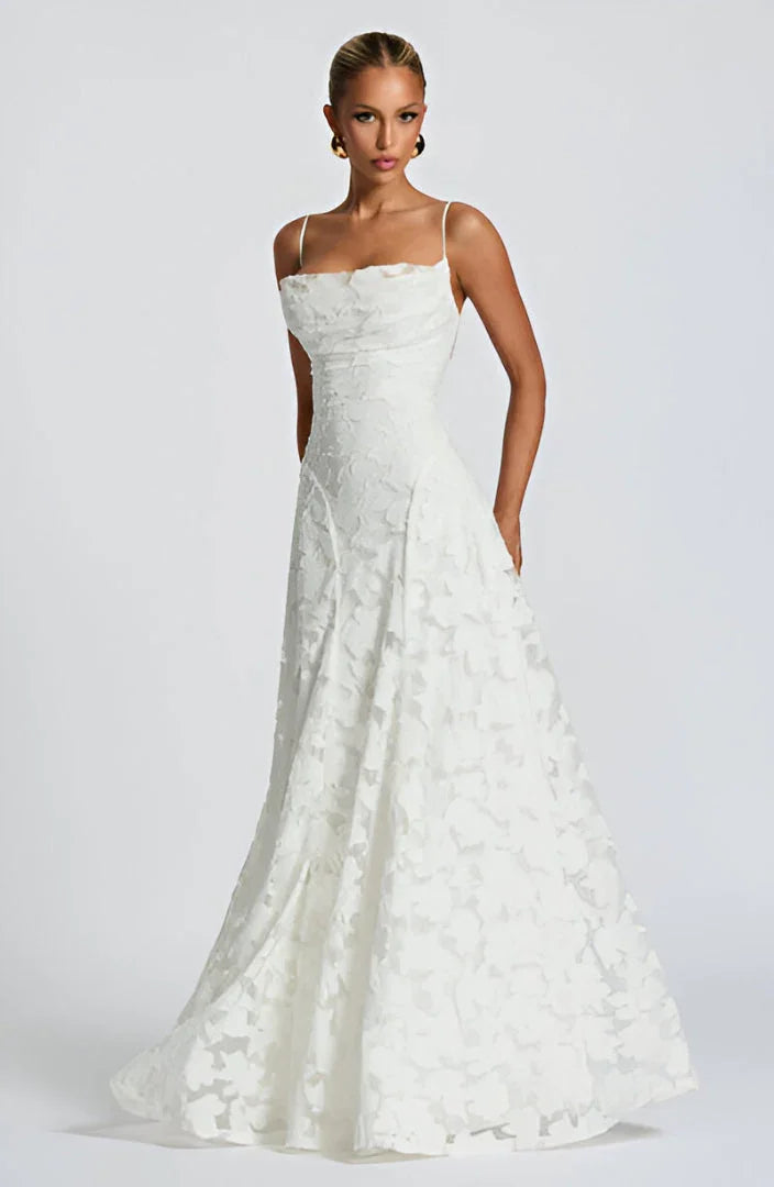 Robe longue Femme Mousseline Fines Bretelles Imprimé Floral