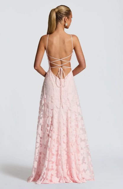 Robe longue Femme Mousseline Fines Bretelles Imprimé Floral