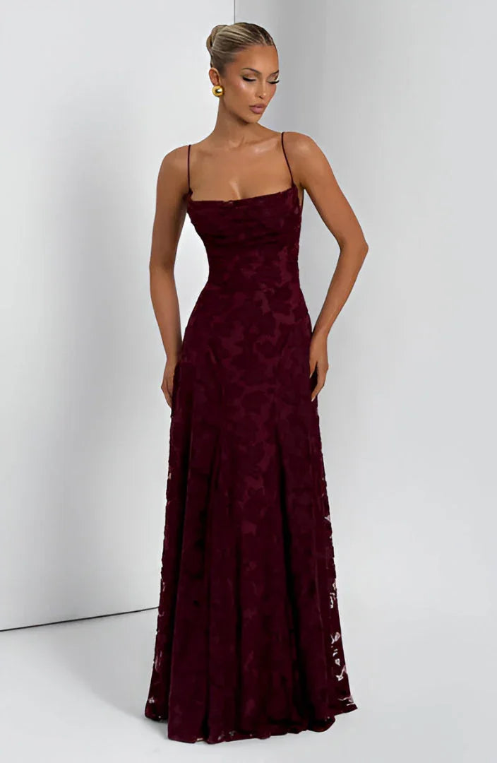 Robe longue Femme Mousseline Fines Bretelles Imprimé Floral