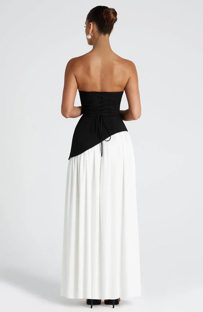 Robe Longue Femme Bustier Corset Fente Haute