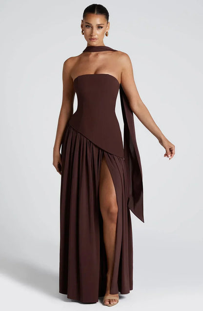 Robe Longue Femme Bustier Corset Fente Haute - PanierRoyale