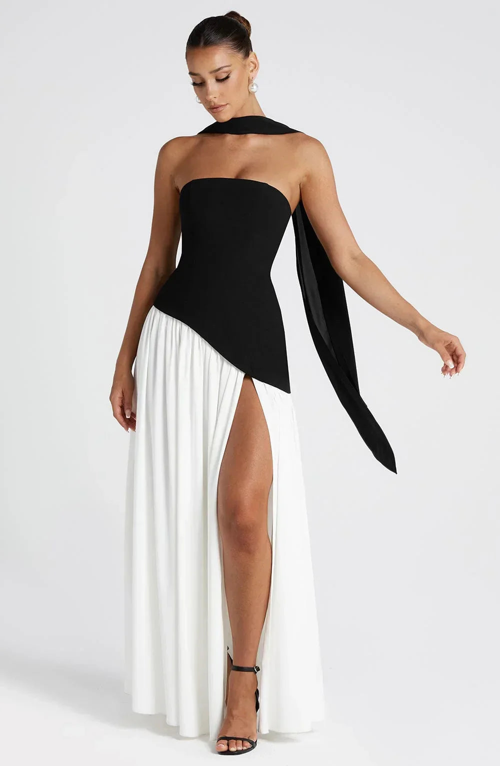 Robe Longue Femme Bustier Corset Fente Haute