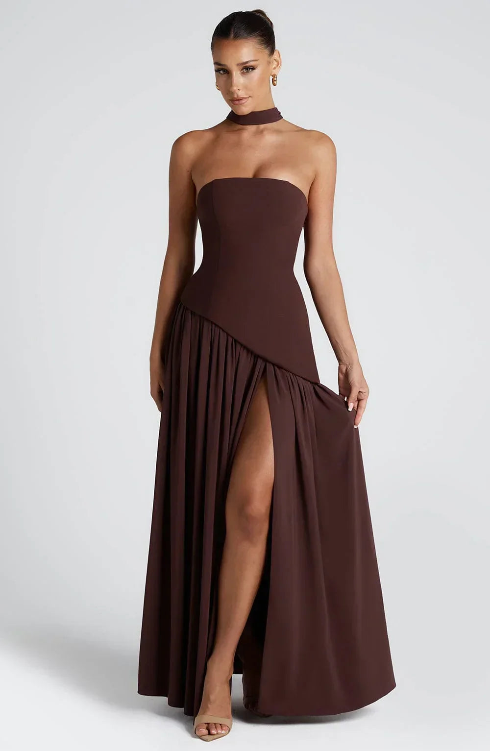 Robe Longue Femme Bustier Corset Fente Haute