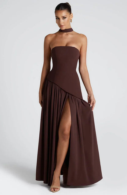 Robe Longue Femme Bustier Corset Fente Haute