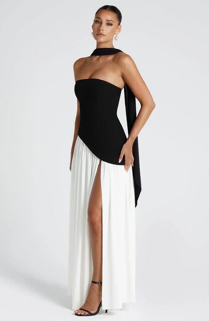 Robe Longue Femme Bustier Corset Fente Haute