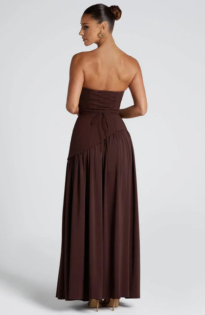Robe Longue Femme Bustier Corset Fente Haute