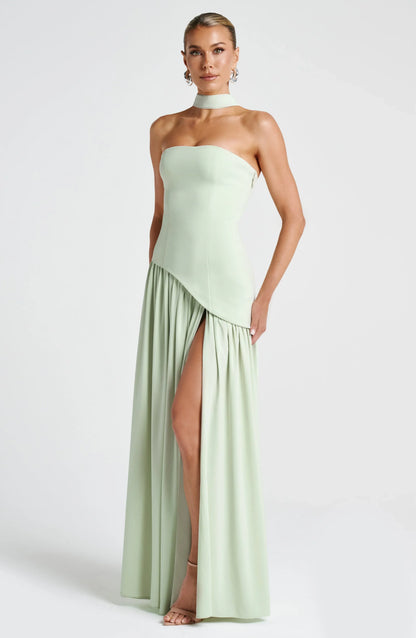 Robe Longue Femme Bustier Corset Fente Haute