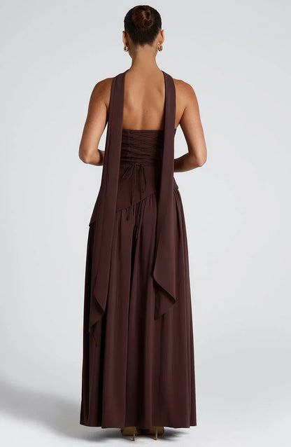 Robe Longue Femme Bustier Corset Fente Haute