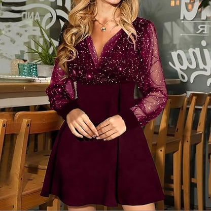 GlamourDress™ – Robe Longue Femme Élégante à Paillettes Manches Longues-1