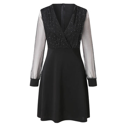 GlamourDress™ – Robe Longue Femme Élégante à Paillettes Manches Longues-4