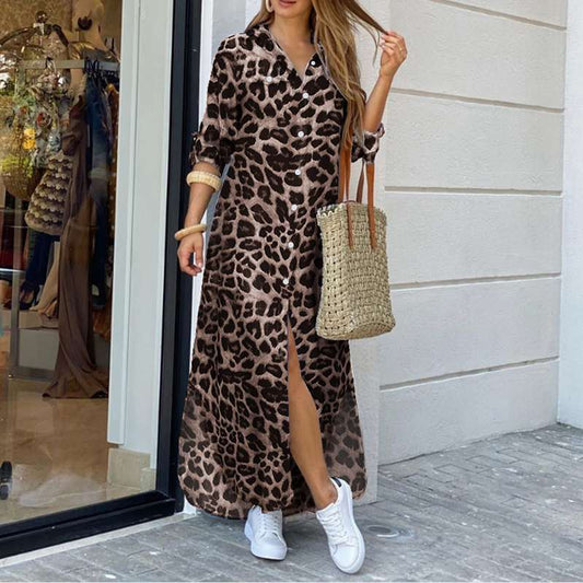 LéopardChic™ – Robe Longue Femme Élégante et Confortable en Tissu Respirant-1
