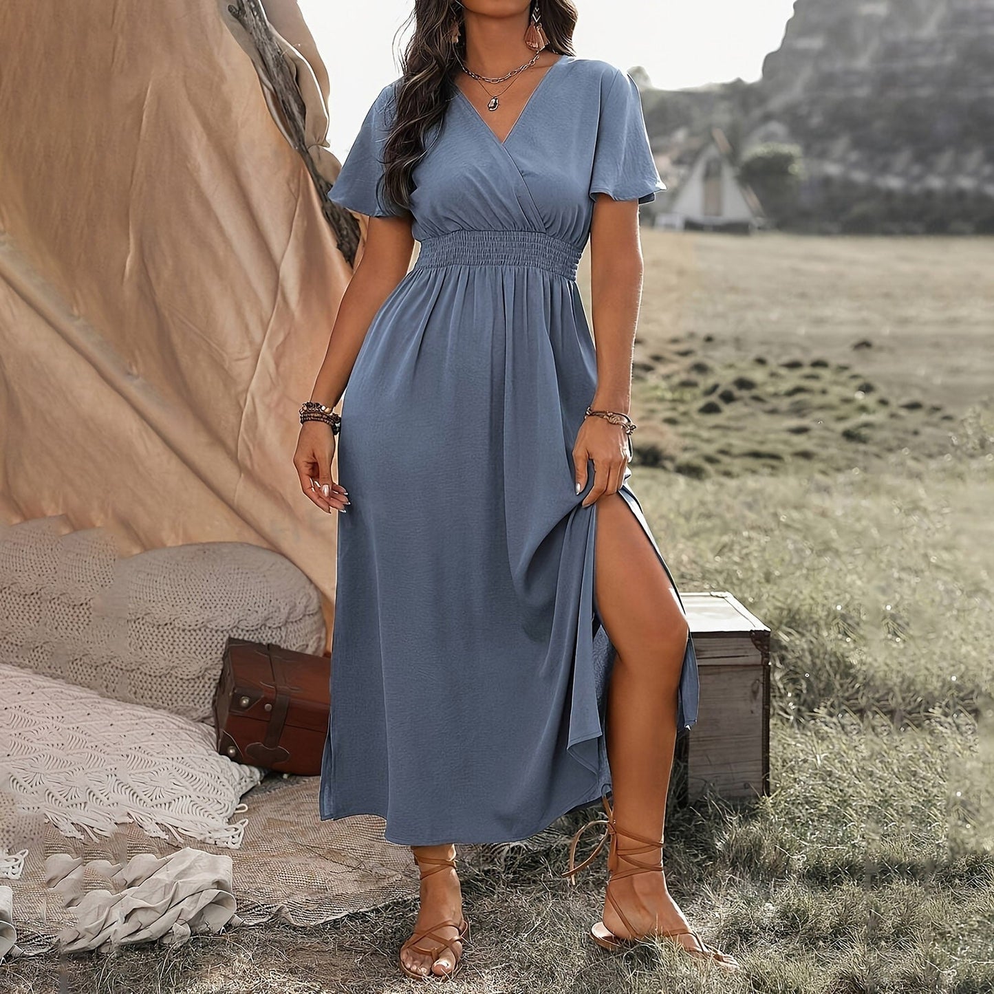Robe Été Femme Longue en Dentelle Chic et Légère