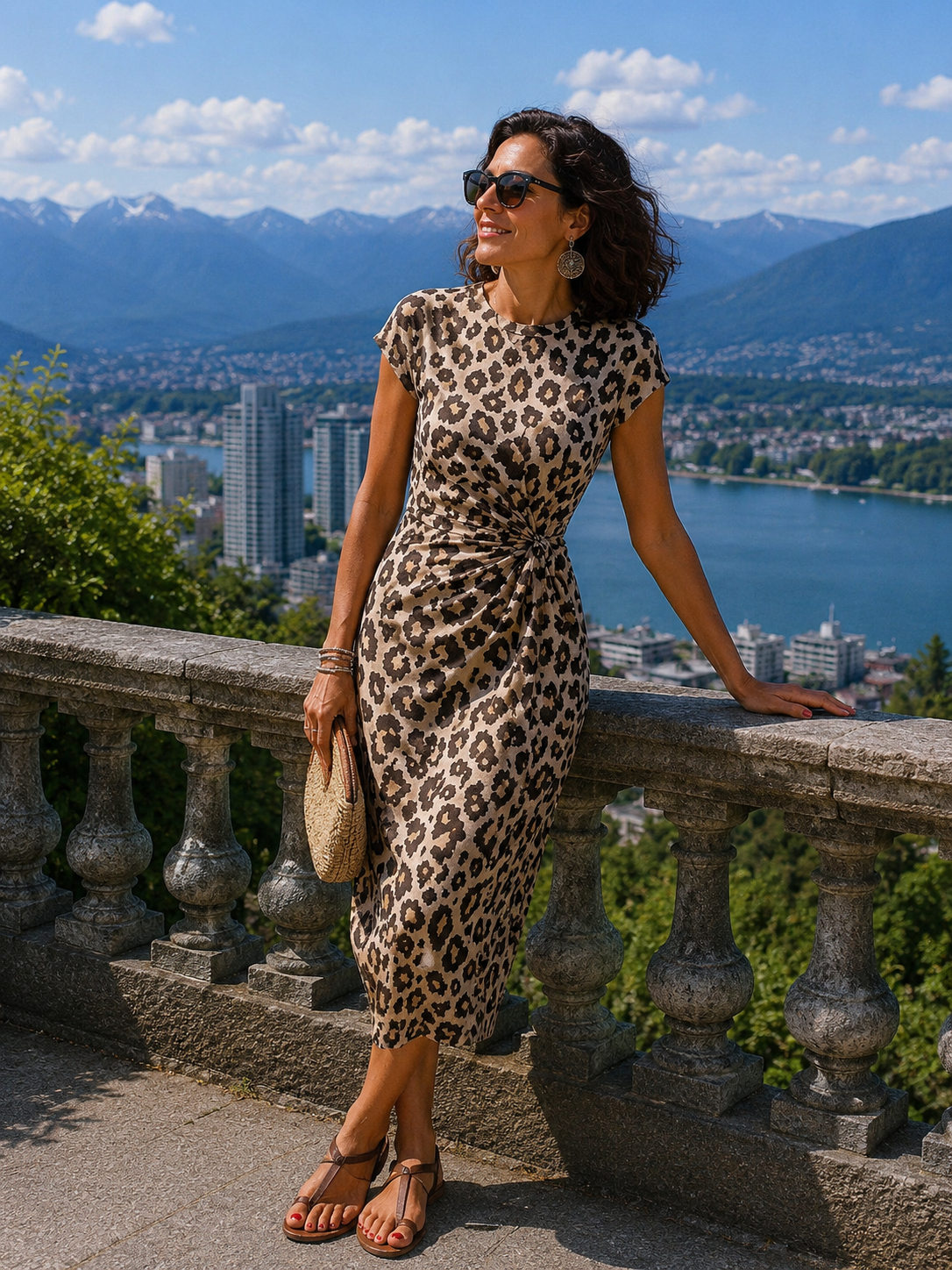 Robe longue Femme Viscose Détail Noué à la Taille - PanierRoyale