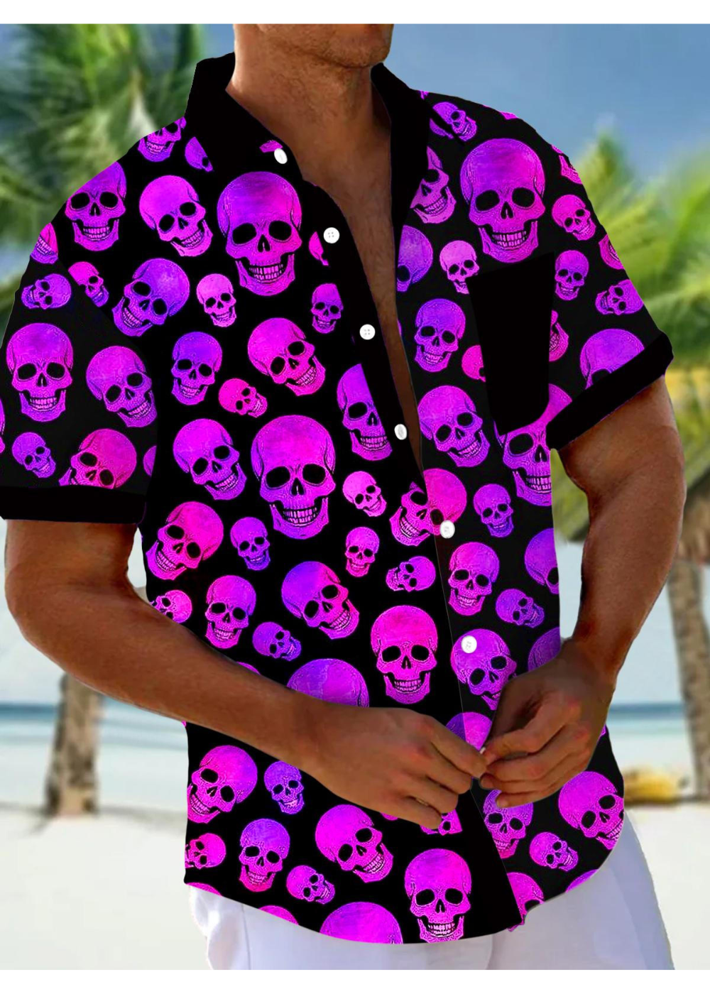 Chemise Homme Décontractée Manche Courte Style Rock - PanierRoyale