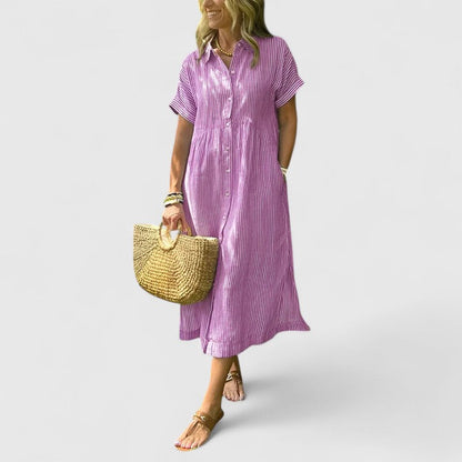 Robe striée femme décontractée pour été