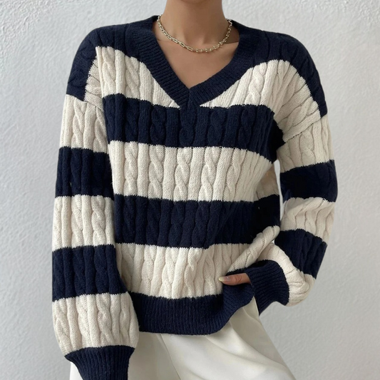 Pull en Tricot Rayé Femme Décontracté et Confortable - PanierRoyale