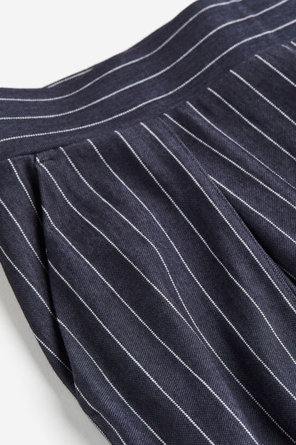 Pantalon Femme Évasé avec Plis sur le Devant