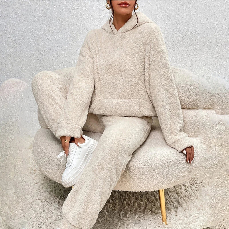 Pyjama Femme Hiver Chaud et Confortable avec Capuche - PanierRoyale