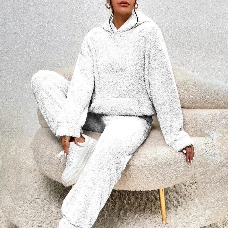 Pyjama Femme Hiver Chaud et Confortable avec Capuche