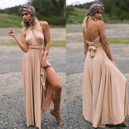 Robe de soirée verte décolleté profond pour femme