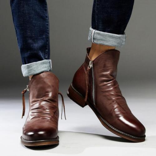 Bottes Cuir Homme Marron Chaussures Éclair Rapide - PanierRoyale