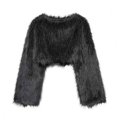 Pullover Femme Épaules Découvertes en Fausse Fourrure