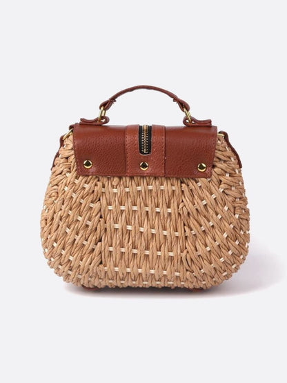 Sac Épaule Tressé avec Biais et Pompoms pour Femme