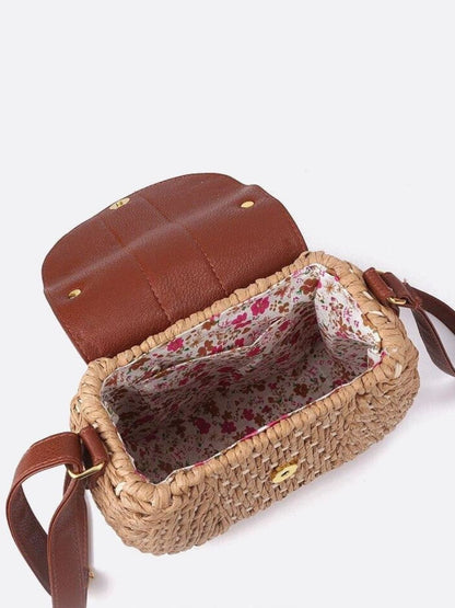 Sac Épaule Tressé avec Biais et Pompoms pour Femme