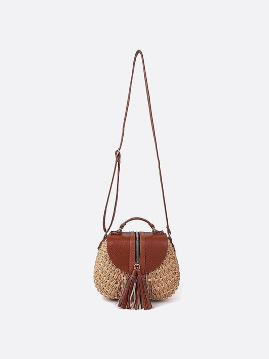 Sac Épaule Tressé avec Biais et Pompoms pour Femme - BerlinGlamour