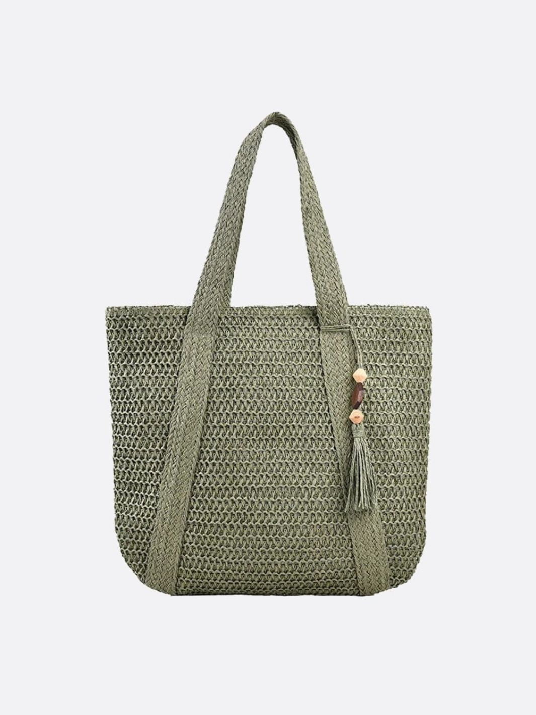 Sac à Main Tressé Grand Modèle avec Fermeture Éclair et Bourse Intérieure