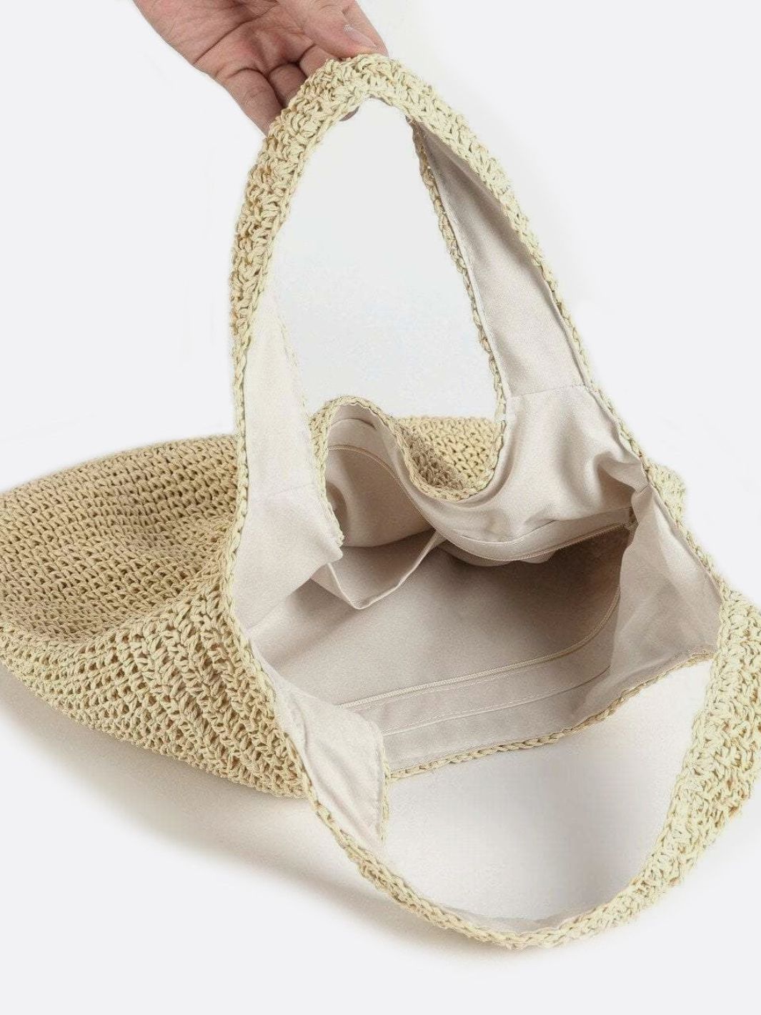Sac Siena en Paille avec Fermeture Éclair et Brette