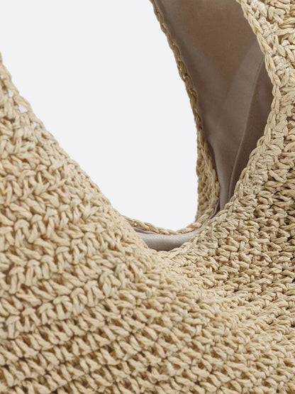 Sac Siena en Paille avec Fermeture Éclair et Brette
