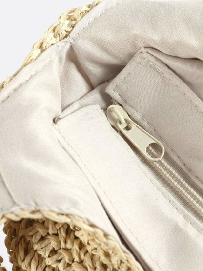 Sac Siena en Paille avec Fermeture Éclair et Brette