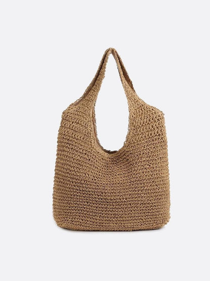 Sac Siena en Paille avec Fermeture Éclair et Brette