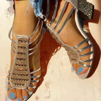Sandales Talon Bloc à Bout Ouvert pour Femme