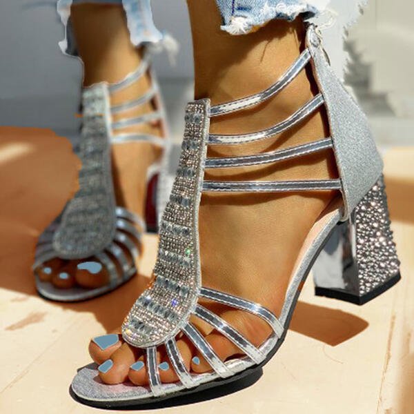 Sandales Talon Bloc à Bout Ouvert pour Femme