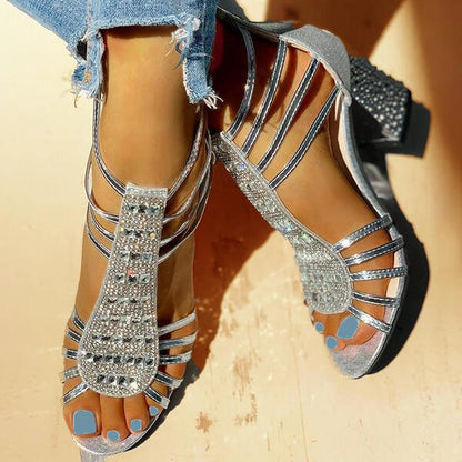 Sandales Talon Bloc à Bout Ouvert pour Femme